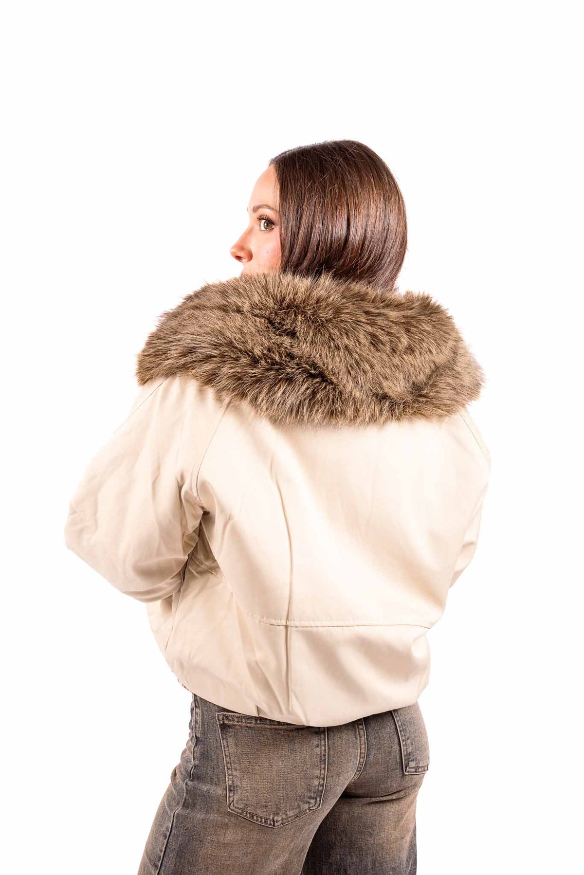 Giubbino Beige con Dettagli in Ecopelliccia donna Miss love - 4
