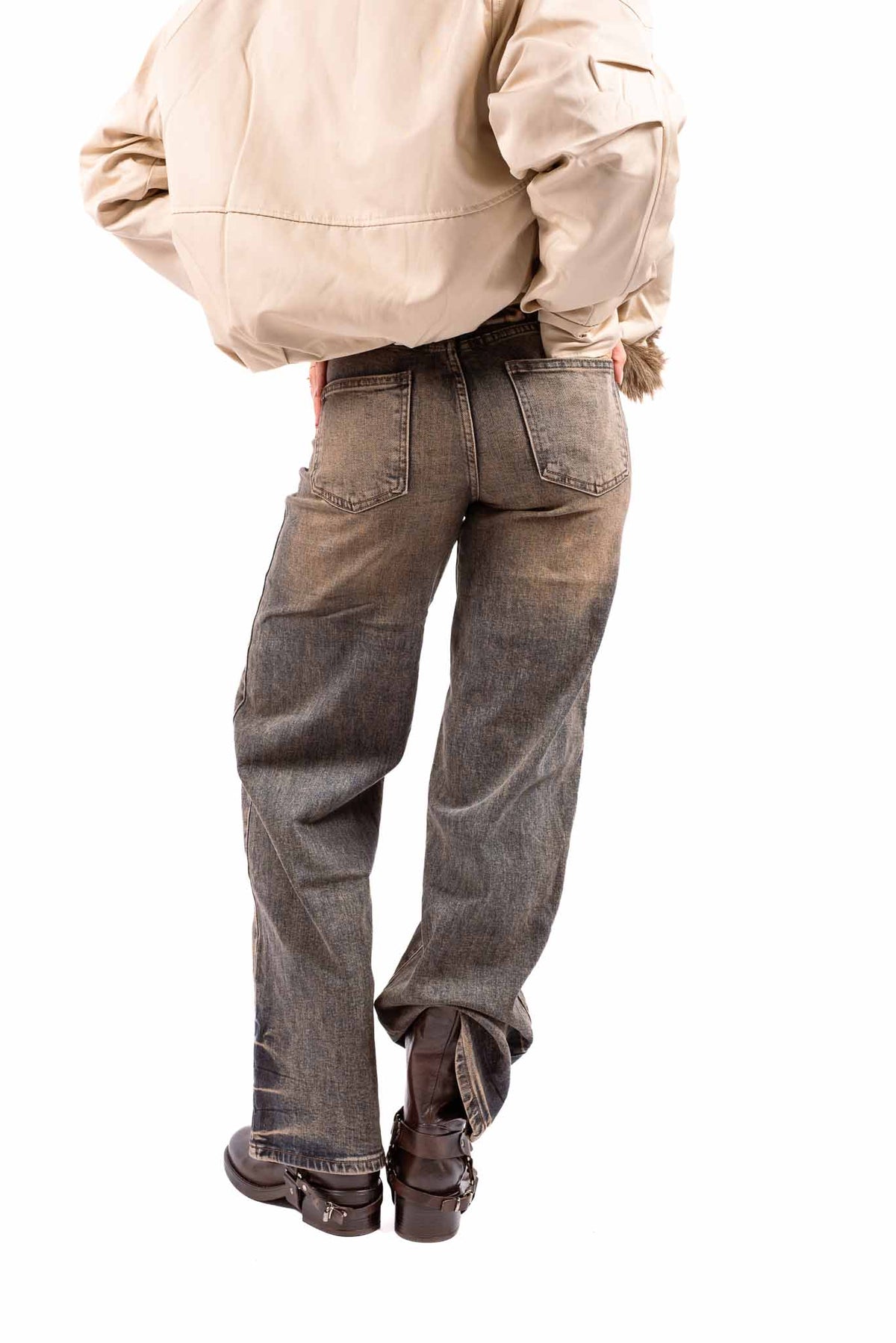 Jeans Barrel Fit in Denim Effetto Vissuto donna Miss love - 2