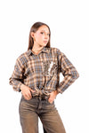 Camicia a Quadri Tartan con Taschino Paillettes donna Miss love - 1