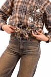 Camicia a Quadri Tartan con Taschino Paillettes donna Miss love - 4