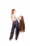 Jeans Barrel Fit Lavaggio Scuro con Cinta/Cravatta Integrata donna Miss love - 4