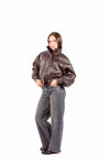 Bomber in Ecopelle Marrone donna Miss love - 4