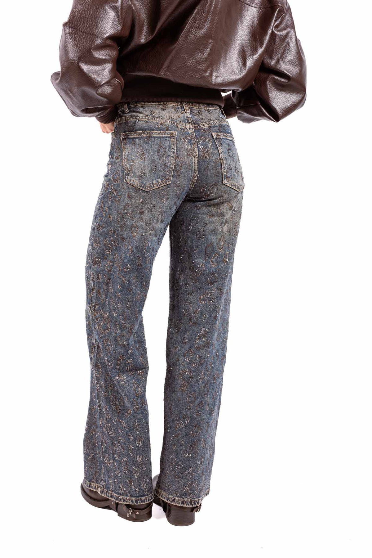 Jeans Straight Fit con Applicazione di Strass donna Miss love - 2