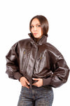 Bomber in Ecopelle Marrone donna Miss love - 3