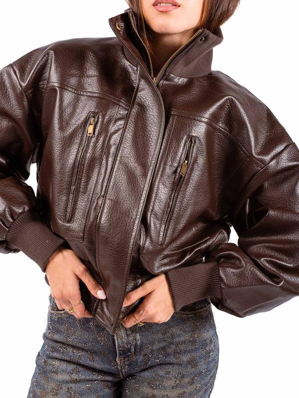 Bomber in Ecopelle Marrone da donna Miss love