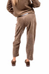 Pantaloni in Velluto Tortora con Pinces e Cintura donna Miss love - 2