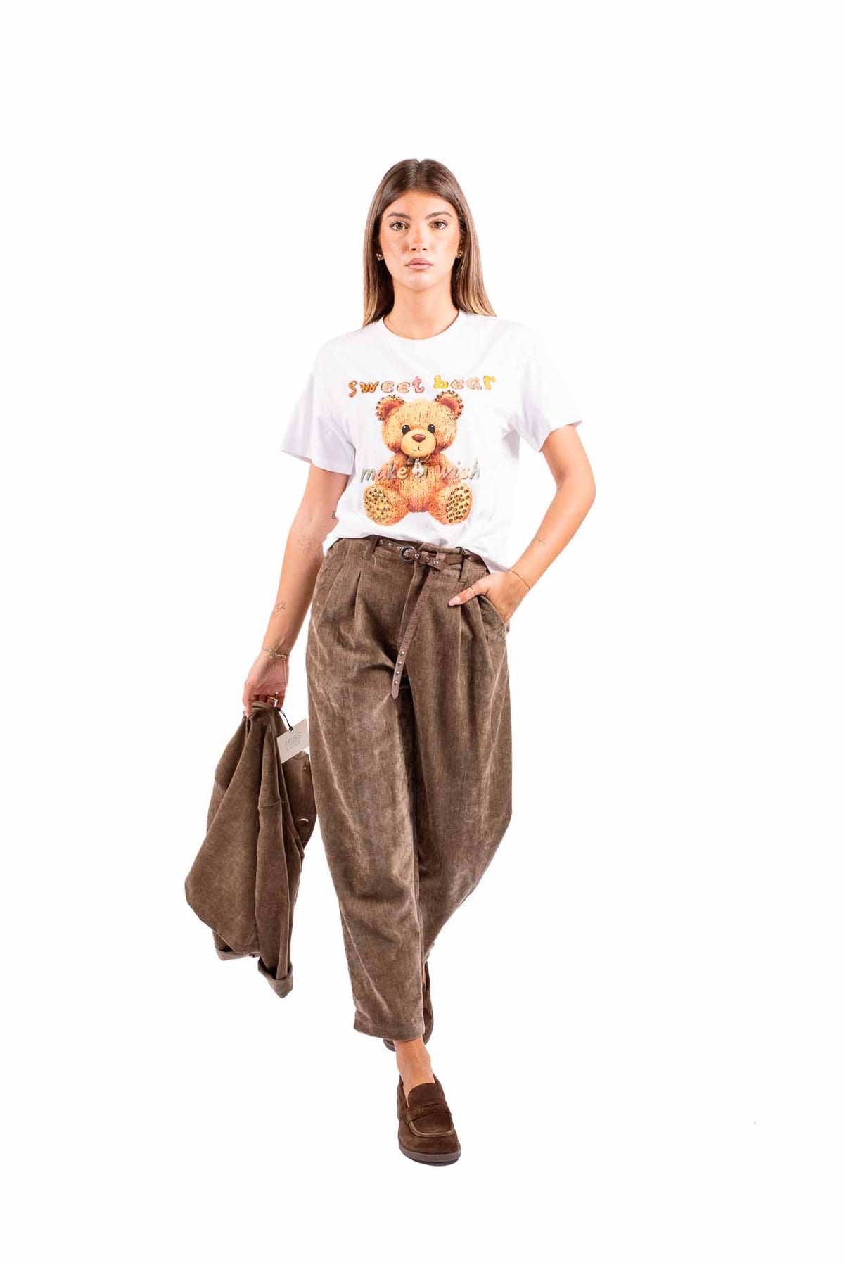 T-Shirt Bianca con Stampa e Applicazioni donna Miss love - 2