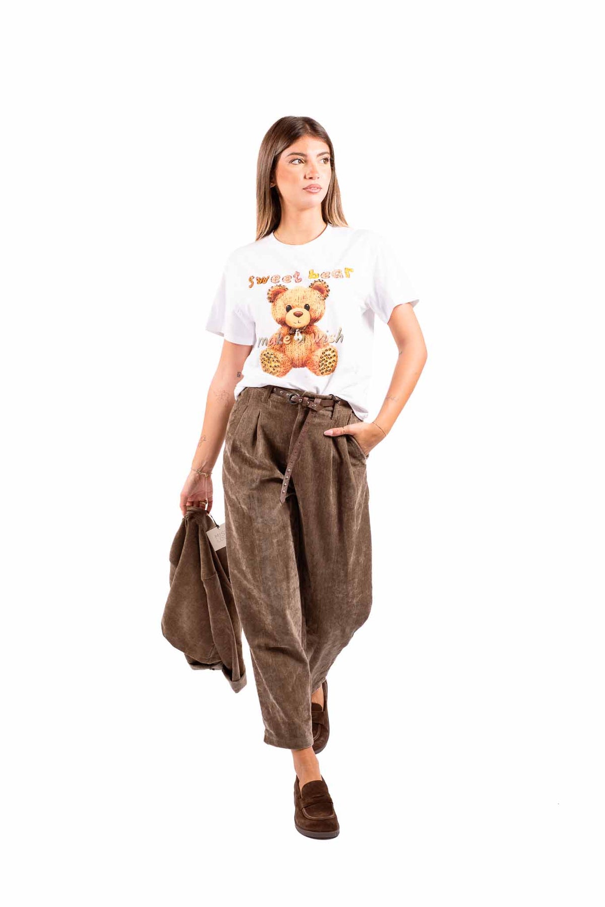 T-Shirt Bianca con Stampa e Applicazioni donna Miss love - 3