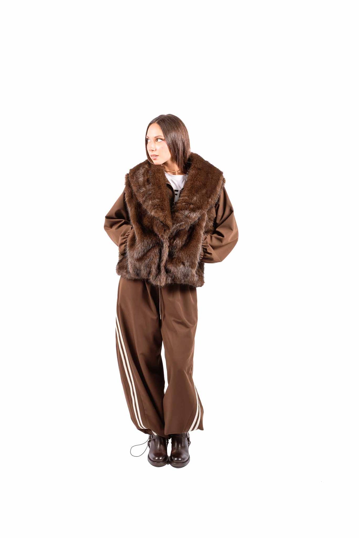 Gilet in Ecopelliccia Cioccolato Reversibile donna Miss love - 2