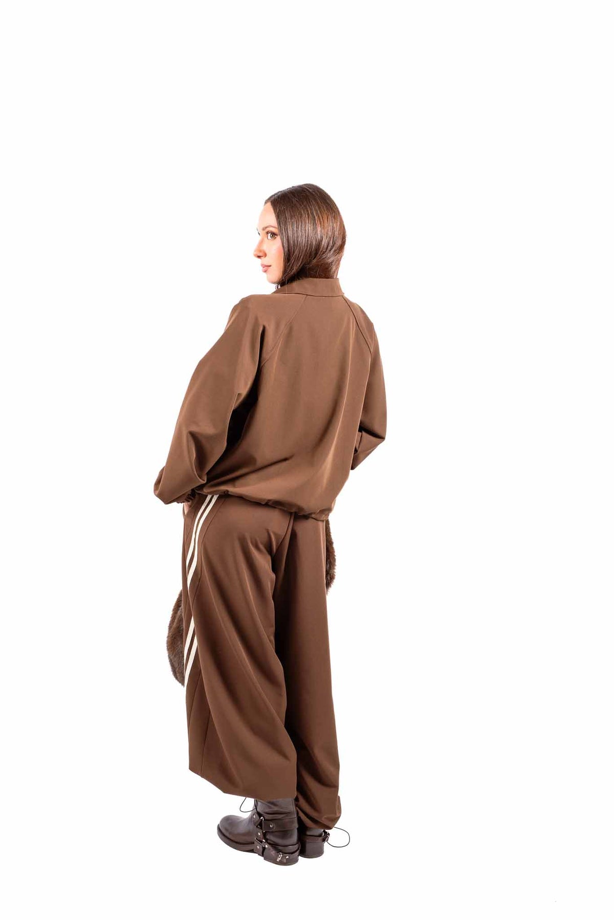 Pantaloni Jogger Cioccolato con Bande donna Miss love - 5