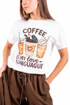 T-Shirt Bianca con Stampa e Applicazioni donna Miss love - 1