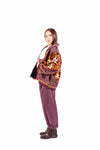 Kimono in Velluto Bordeaux con Ricami Etnici donna Miss love - 5