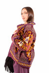 Kimono in Velluto Bordeaux con Ricami Etnici donna Miss love - 3
