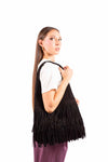 Borsa Hobo in Suede Nera con Frange donna Miss love - 4