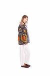 Kimono in Velluto Blu con Ricami Etnici donna Miss love - 5