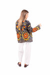 Kimono in Velluto Blu con Ricami Etnici donna Miss love - 4