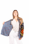 Kimono in Velluto Blu con Ricami Etnici donna Miss love - 3
