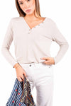 Maglia Henley Beige Mezza Bottoniera donna Miss love - 2