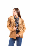 Giacca Western in Suede Cammello con Frange donna Miss love - 6
