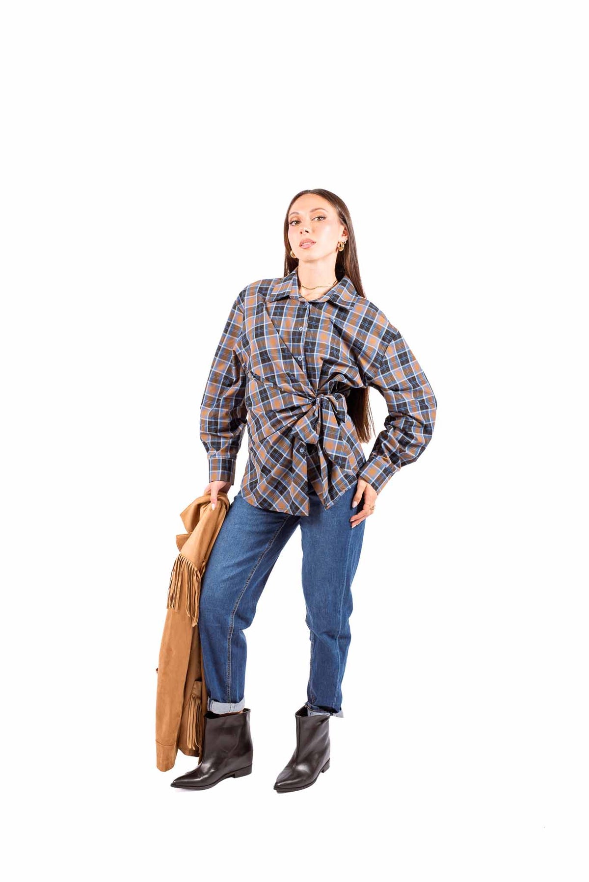Camicia Check a Portafoglio con Nodo donna Miss love - 2