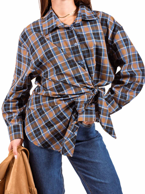 Camicia Check a Portafoglio con Nodo da donna Miss love