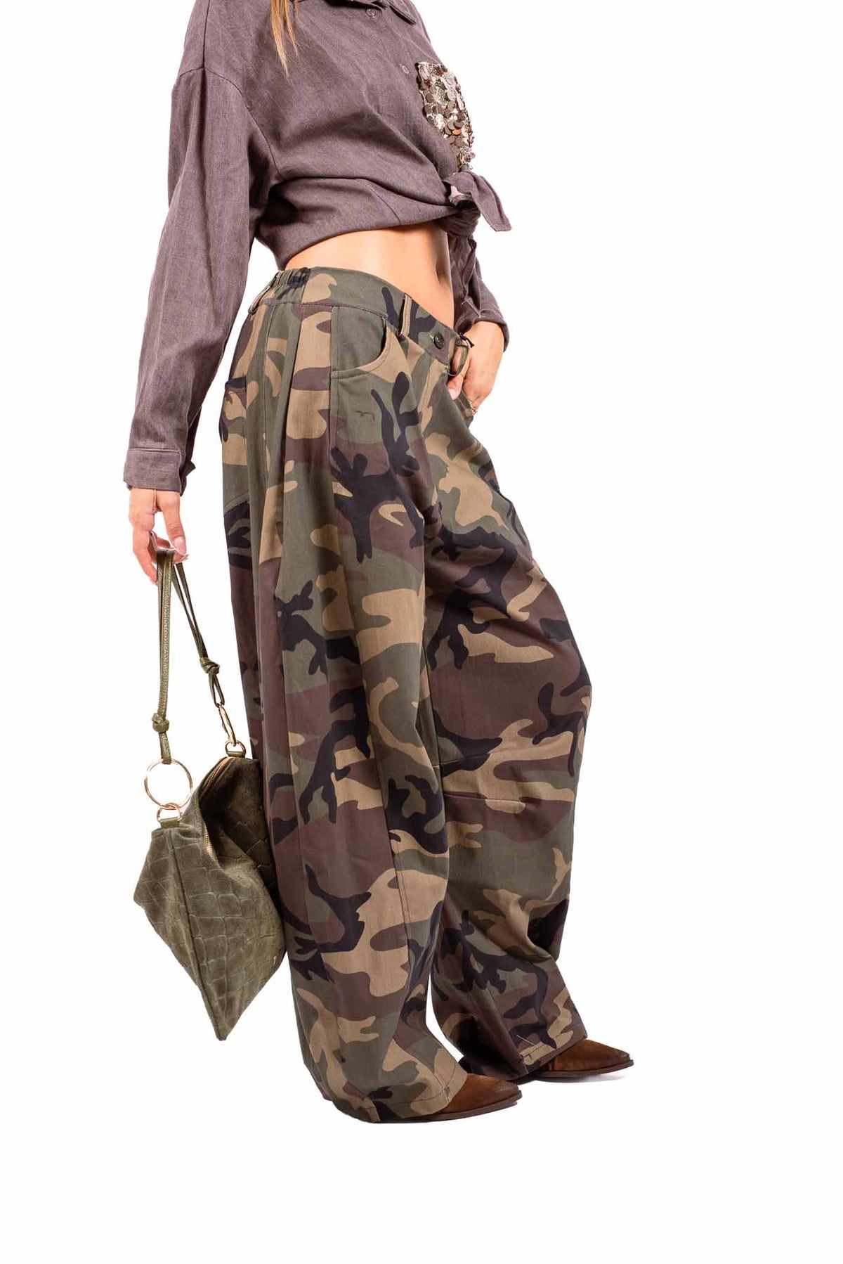Pantaloni Barrel Fit Camouflage donna Miss love - 2
