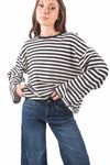Maglia Oversize a Righe Bianco/Nero donna Miss love - 1