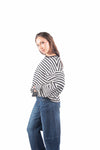 Maglia Oversize a Righe Bianco/Nero donna Miss love - 3