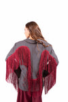 Blazer Sartoriale Grigio con Frange Bordeaux donna Tensione in - 3