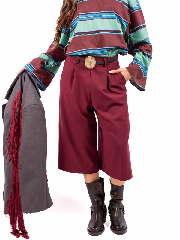 Bermuda Bordeaux con Cintura Araldica da donna Tensione in