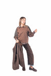 Felpa Marrone con Dettaglio Paillettes donna Miss love - 4