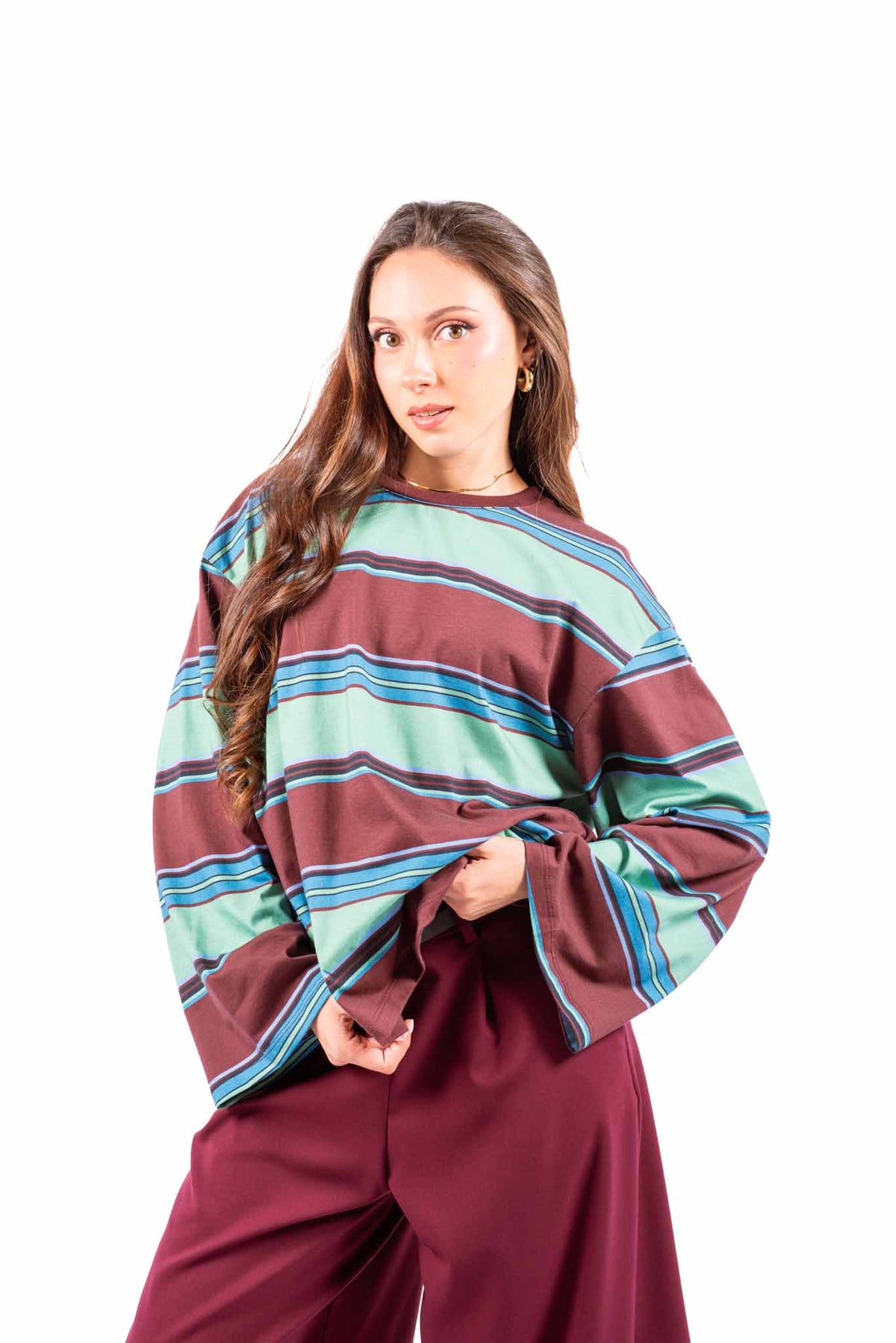 Maglia Maniche Lunghe a Righe Multicolor donna Tensione in - 1