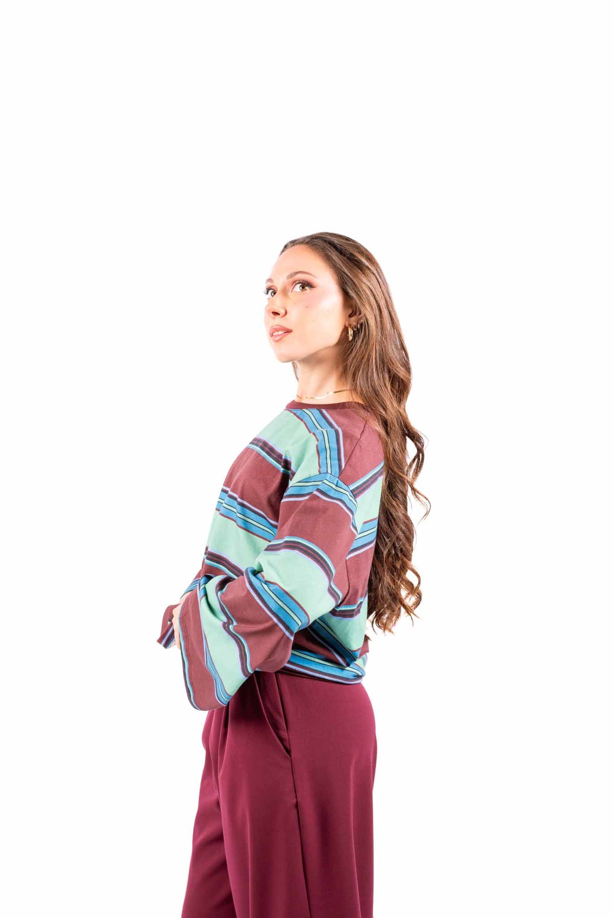 Maglia Maniche Lunghe a Righe Multicolor donna Tensione in - 4
