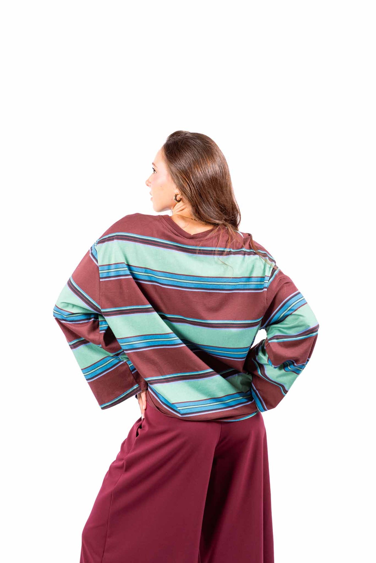 Maglia Maniche Lunghe a Righe Multicolor donna Tensione in - 3