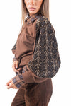 Felpa Marrone con Dettaglio Paillettes donna Miss love - 1