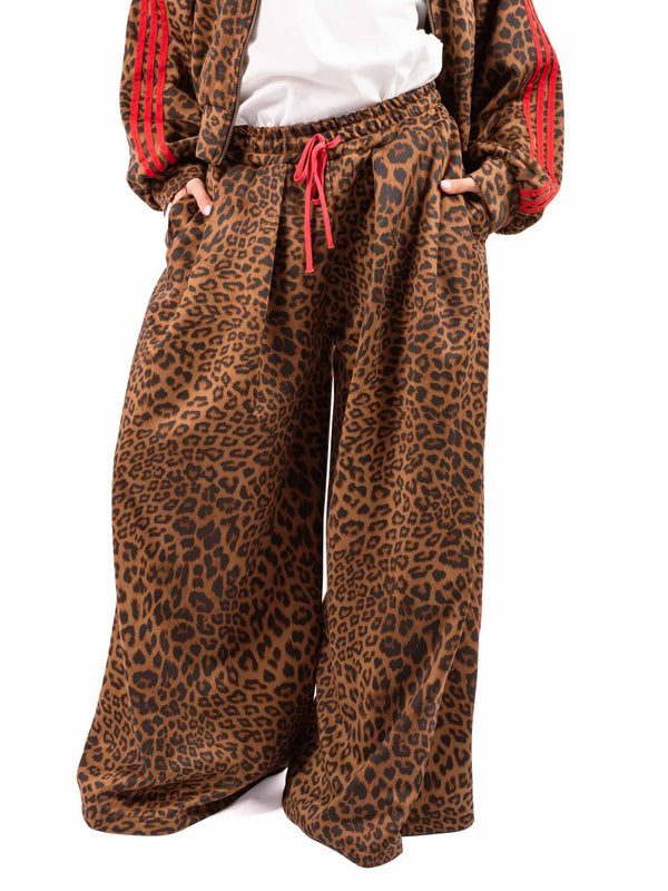 Pantaloni Jogger Animalier con Bande Rosse da donna Tensione in
