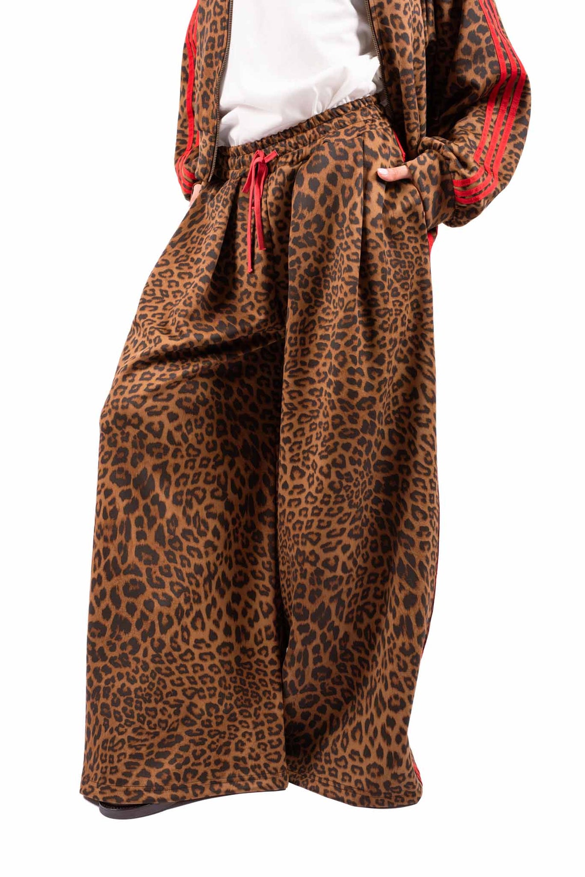 Pantaloni Jogger Animalier con Bande Rosse donna Tensione in - 3