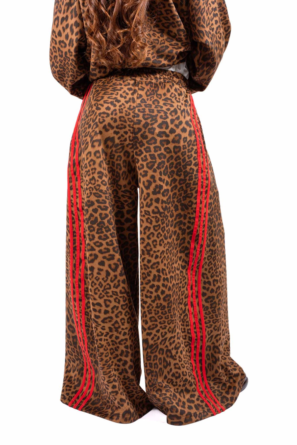 Pantaloni Jogger Animalier con Bande Rosse donna Tensione in - 4