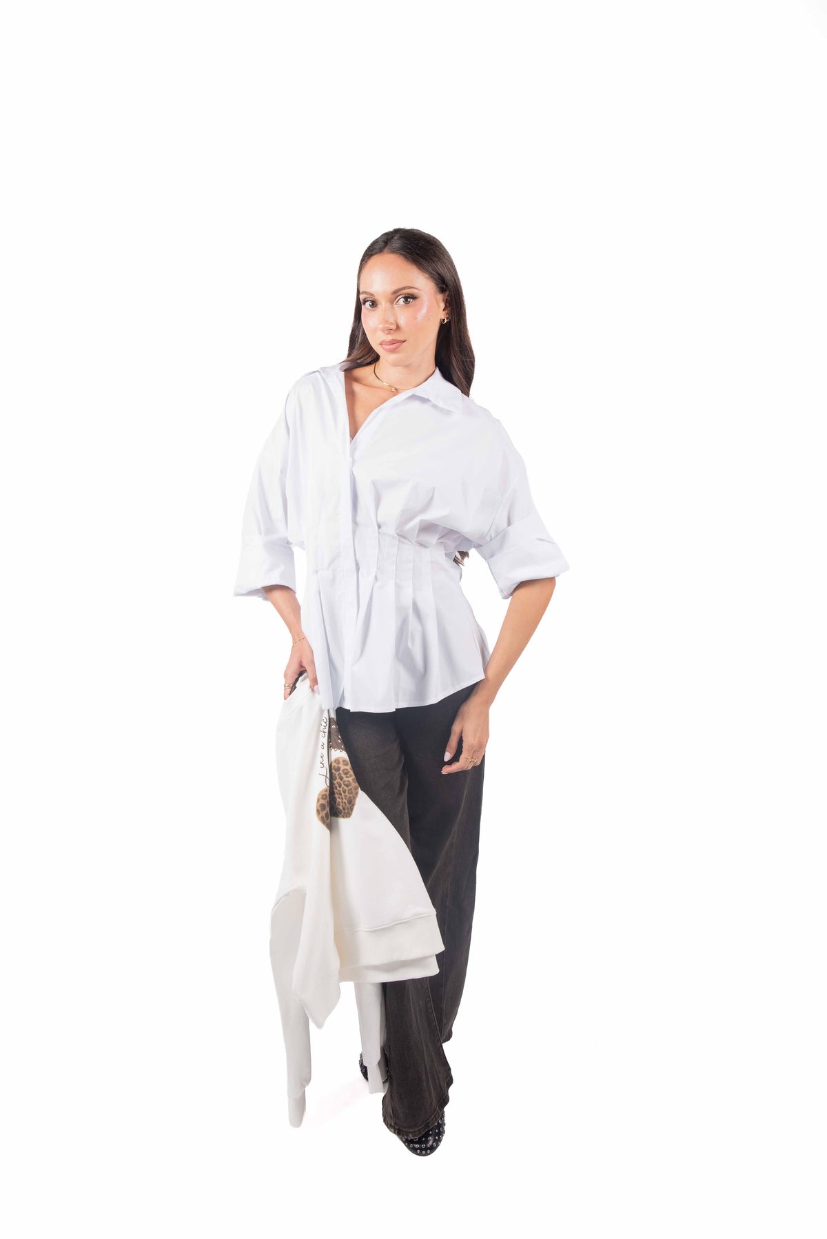 Camicia Popeline con Pieghe donna Miss love - 4
