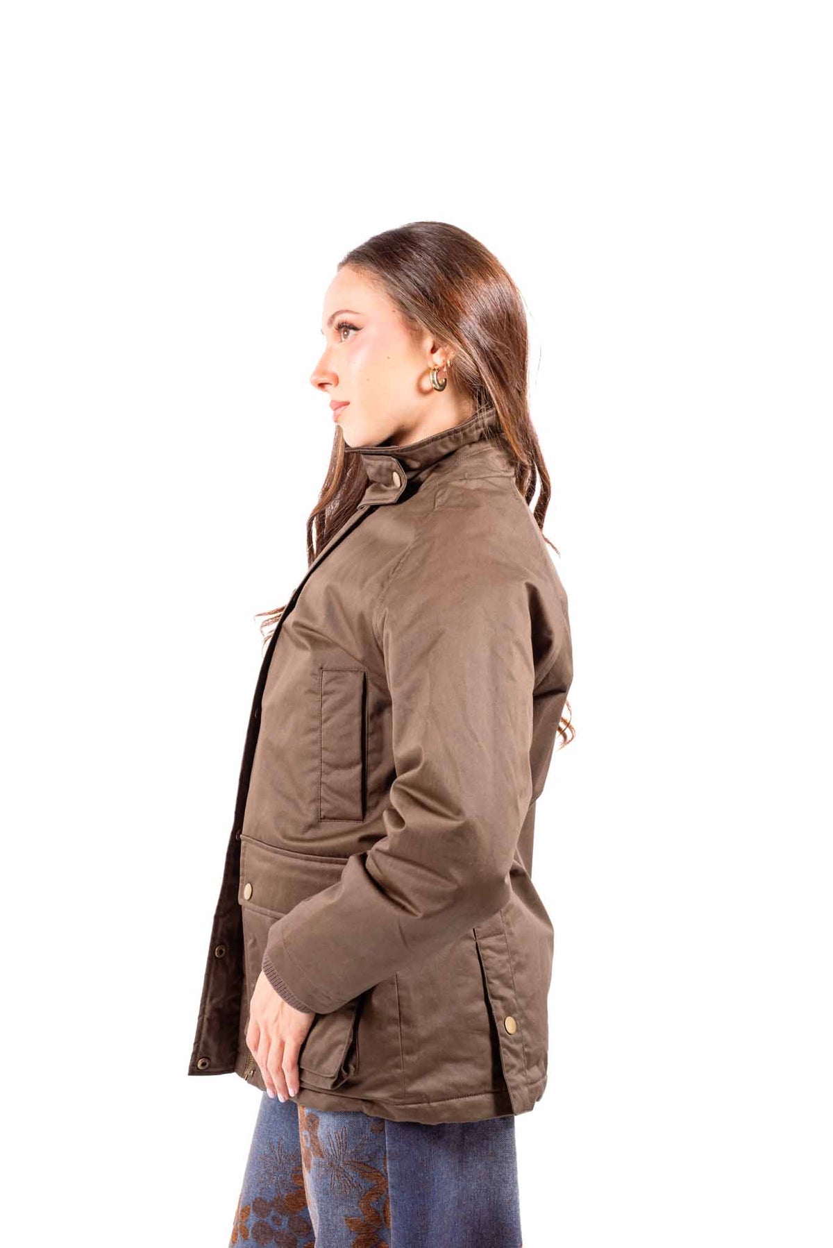 Giubbino Country-Utility Marrone con Colletto in Velluto donna Tensione in - 3