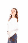 Maglia in Cotone Bianca con Applicazione in Pizzo donna Tensione in - 3