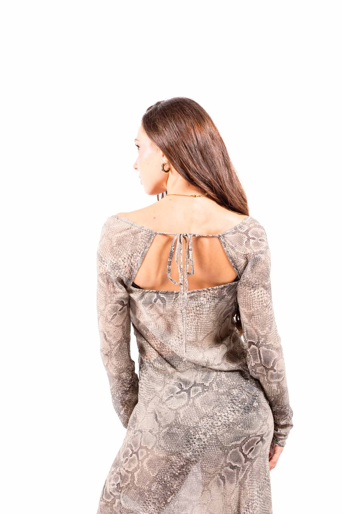 Abito Lungo Semitrasparente Pitonato con Culotte donna Tensione in - 4