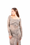 Abito Lungo Semitrasparente Pitonato con Culotte donna Tensione in - 5