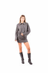 Abito Corto Grigio Stile Polo donna Tensione in - 4