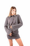 Abito Corto Grigio Stile Polo donna Tensione in - 6
