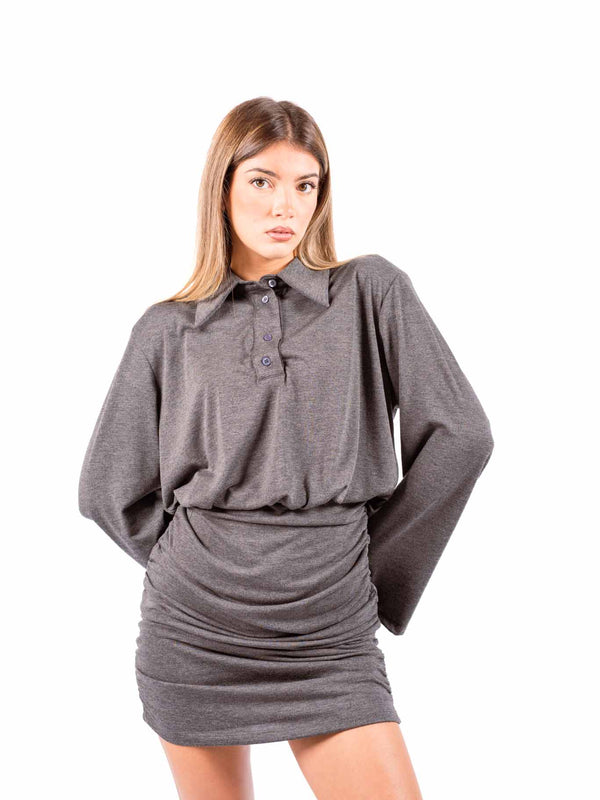 Abito Corto Grigio Stile Polo da donna Tensione in