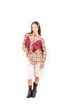 Camicia Quadri Tartan con Frange Bordeaux donna Tensione in - 3