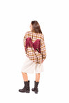 Camicia Quadri Tartan con Frange Bordeaux donna Tensione in - 4