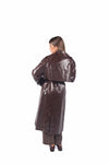 Trench Lungo Effetto Vernice Marrone donna Miss love - 5