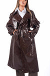 Trench Lungo Effetto Vernice Marrone donna Miss love - 1